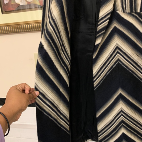 EUC Givenchy Paris Women Brown Stripe Virgin Wool Coat - Size Small - Picture 9 of 12